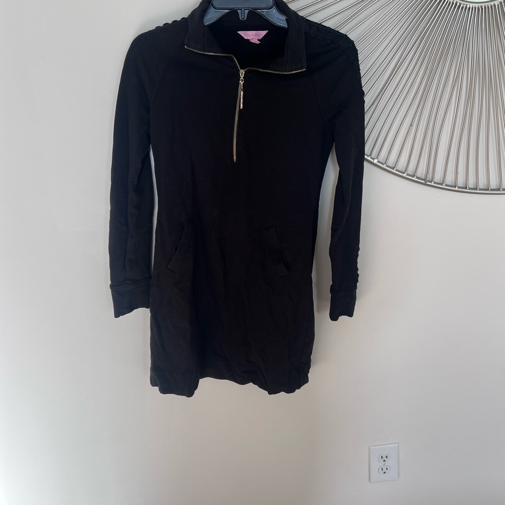 Lilly Pulitzer Black Long Sleeve Dress with Zip Detail